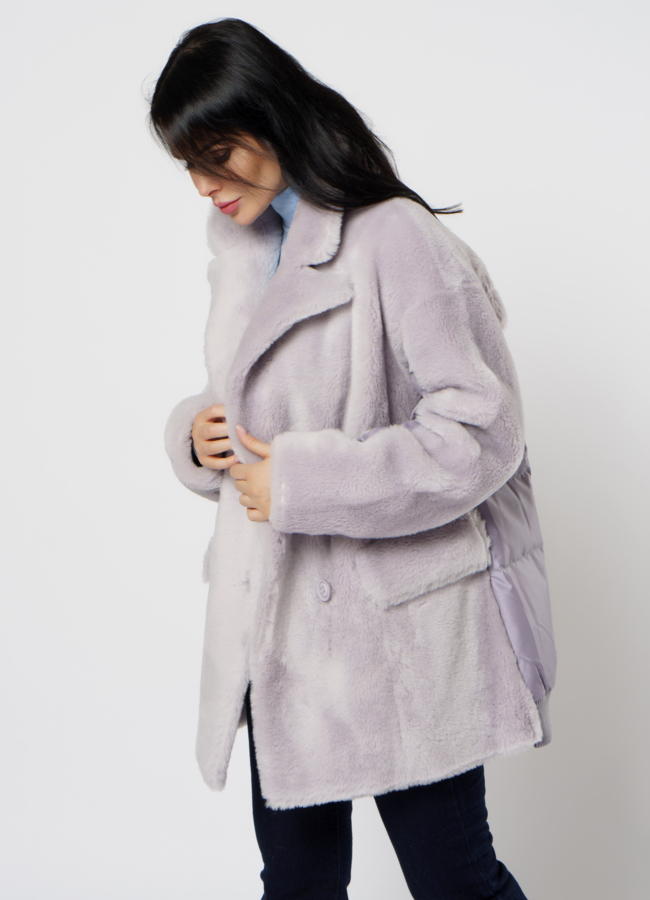 Куртка с эко мехом и английским воротником модель № 21557 универмаг малина
