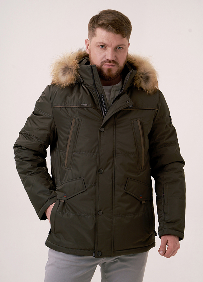 Мужская куртка с отделкой из енота модель № 0746 универмаг малина