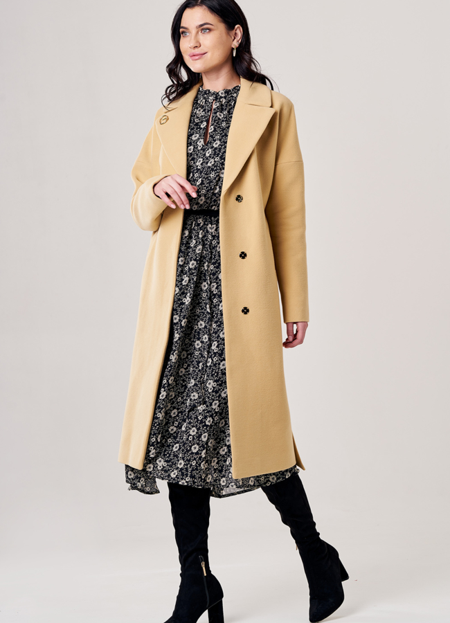 Пальто женское желтого цвета с поясом модель № 4-7038/20-021 универмаг малина Пальто женское желтого цвета с поясом модель № 4-7038/20-021 универмаг малина