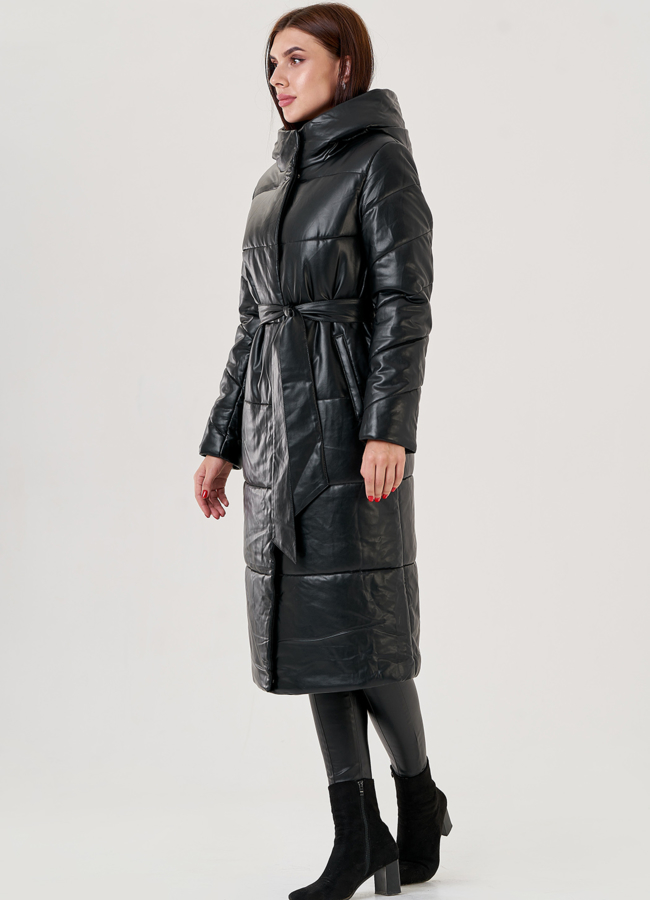 фото Длинный пуховик из эко кожи Malina Siberian модель № 79128