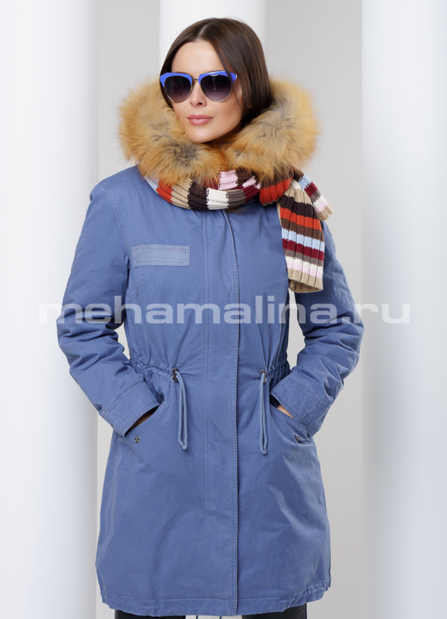 Женская парка модель № П-99 меха малина