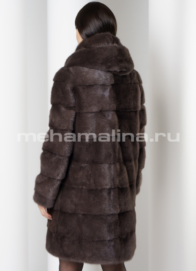 Поперечная норковая шуба трансформер в цвете уголь модель № 2105 универмаг малина