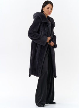 Норковая шуба с поясом