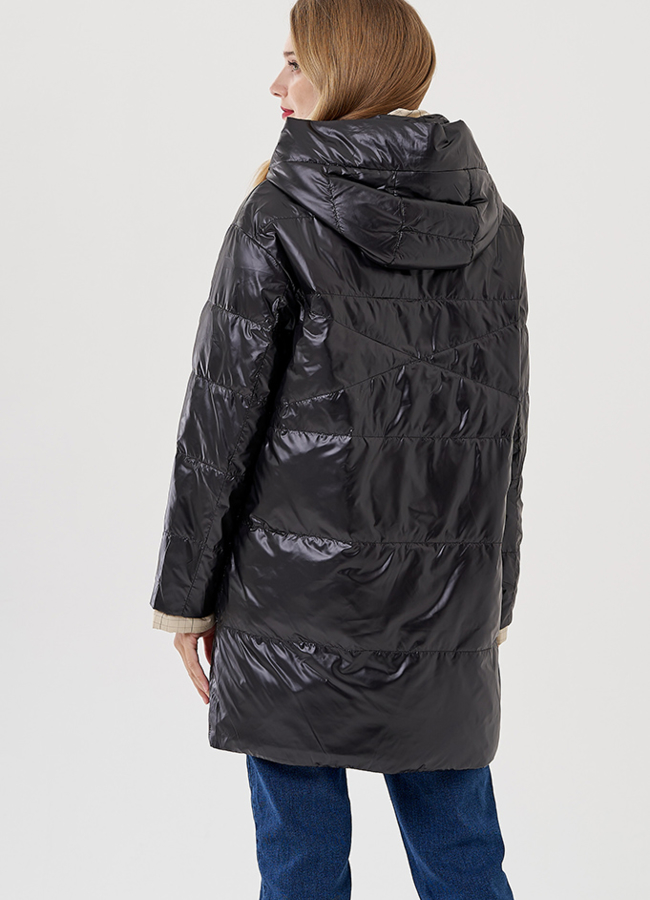 Женское полупальто с капюшоном  модель № 81214 универмаг малина