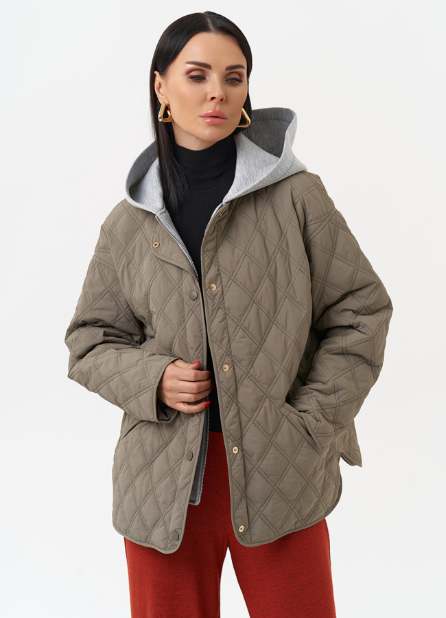 Женская куртка со съемным трикотажным капюшоном модель № 30045 универмаг малина