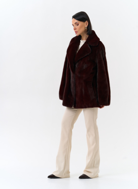 Женская шуба из скандинавской норки с английским воротником