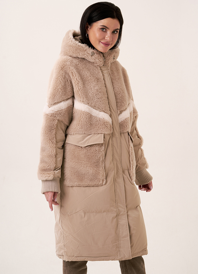 Комбинированный пуховик с шерстью модель № 18199 в рассрочку