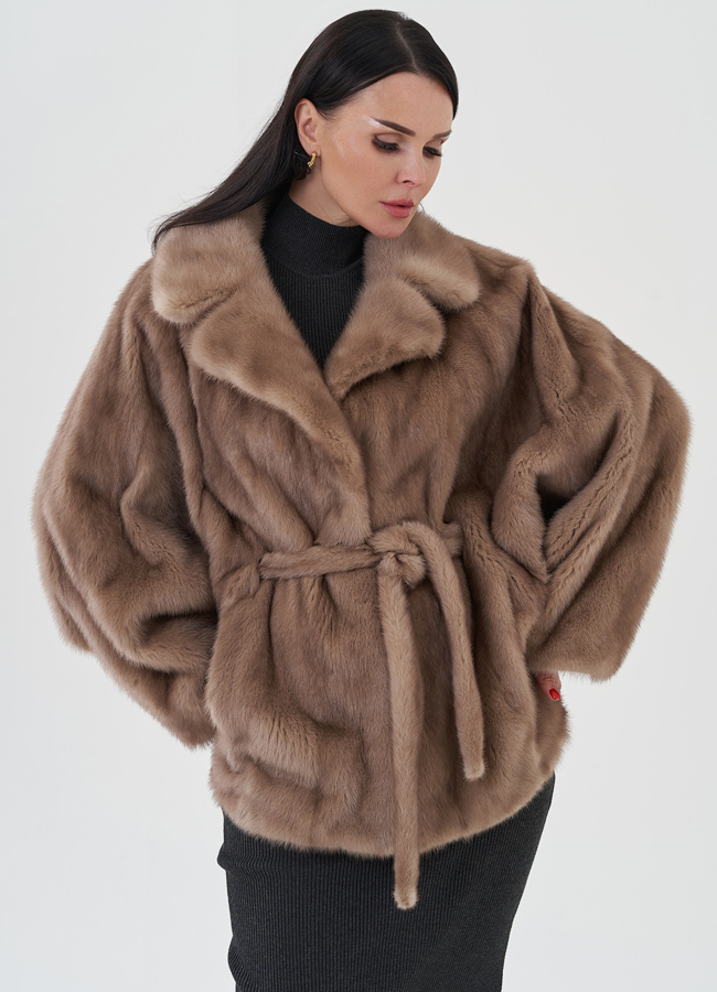 Шуба из норки под пояс модель № 24821 универмаг малина