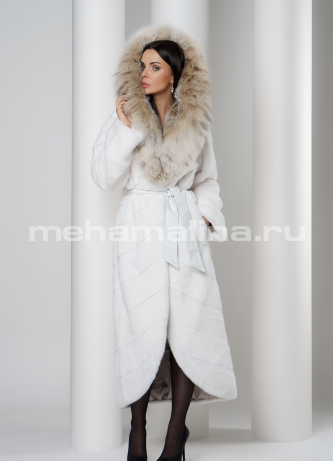 фото Белая норковая шуба модель № S-717