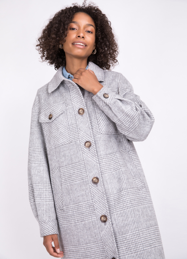 фото Женское пальто-рубашка с поясом Electra Style модель № 22218