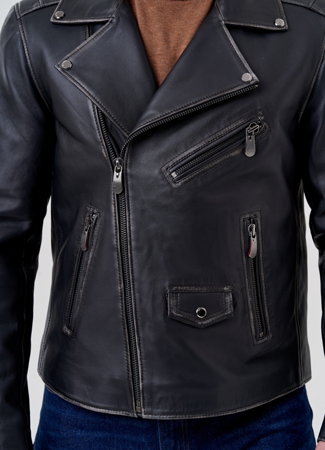 Мужская кожаная куртка - косуха модель № 24391 универмаг малина