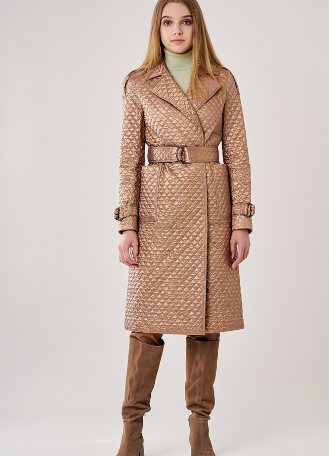Пальто демисезонное бежевого цвета модель № 20555 в кредит
