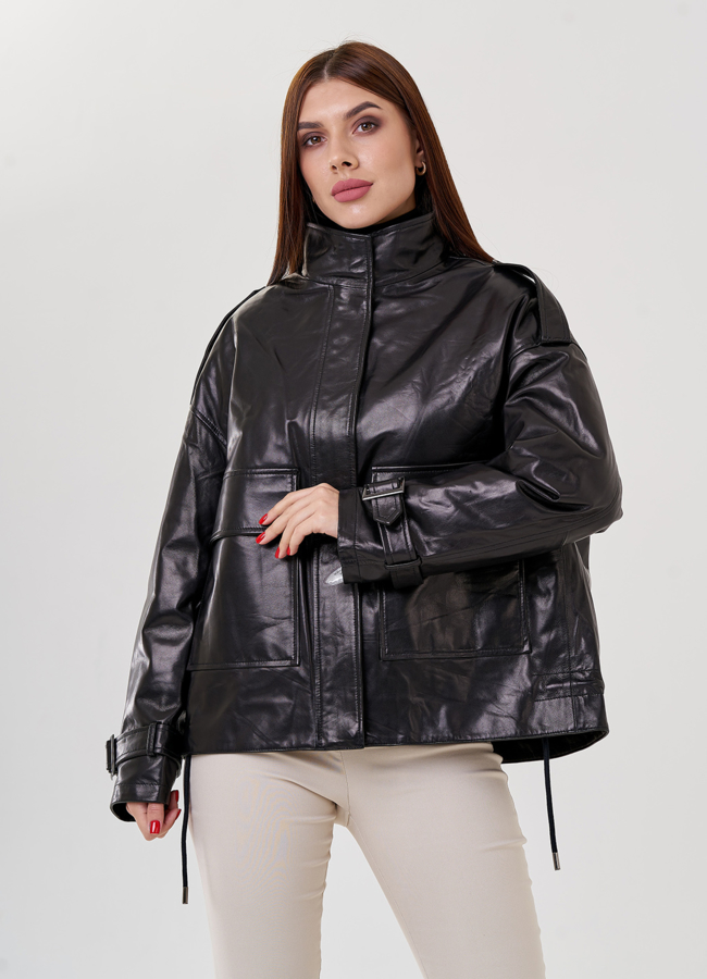 Куртка из кожи с мехом модель № 79226 универмаг малина