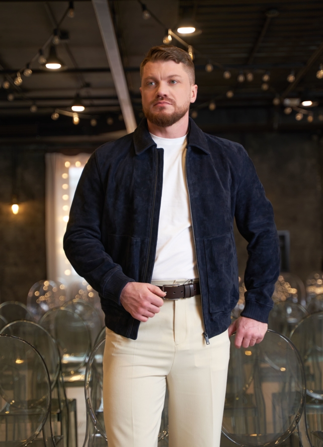 Мужская куртка бомбер из натуральной замши модель № 30065 в кредит Мужская куртка бомбер из натуральной замши модель № 30065 в кредит