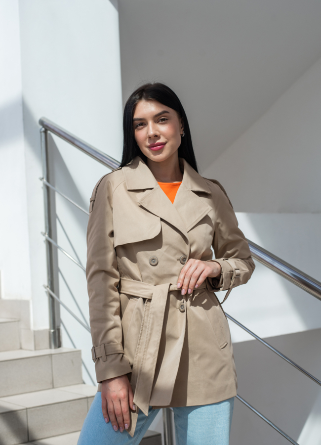 Тренч женский с английским воротником  модель № 22893 в кредит