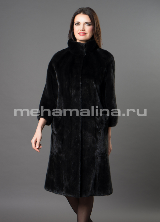 Норковая шуба  модель № S-665 меха малина