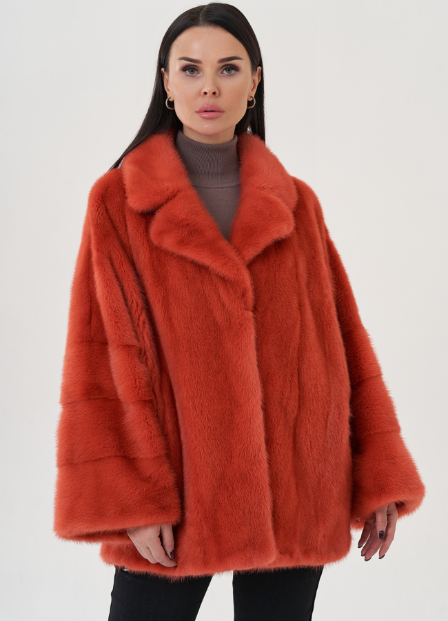 Шуба из норки с английским воротником  модель № 81023 в кредит