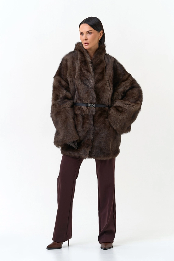 Женская двухсторонняя дубленка фото