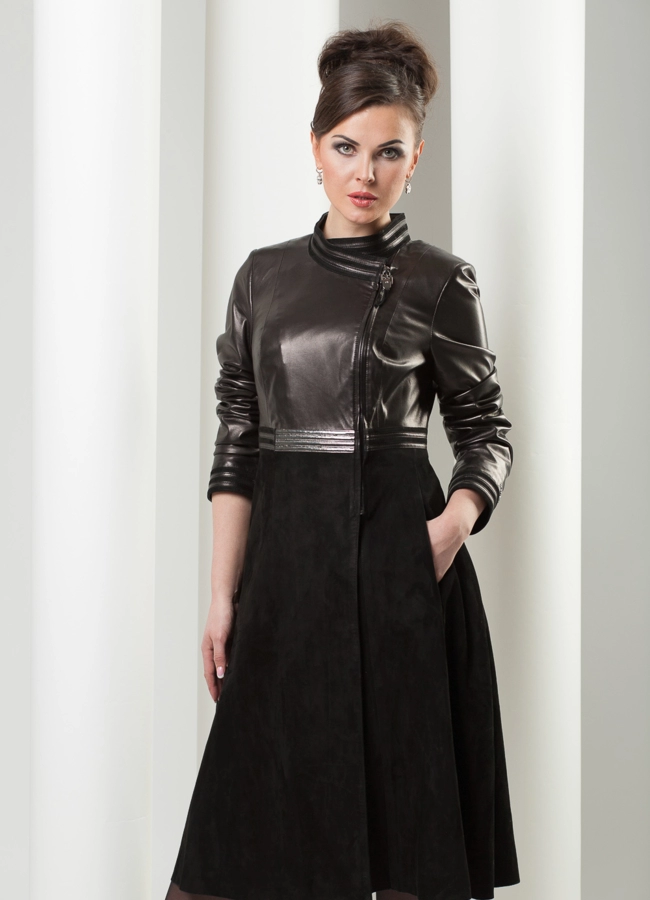 Кожаный плащ Donna модель № K-162 в кредит