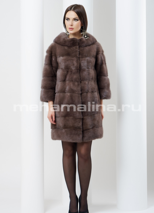 Норковая шуба в цвете соболь модель № S-479 в рассрочку