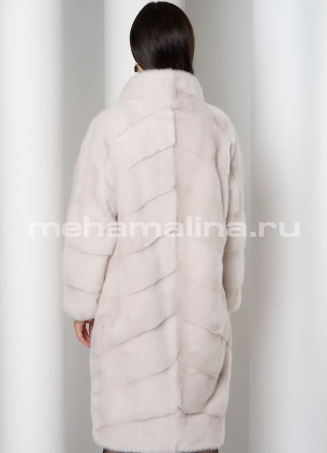 Светлая норковая шуба со стойкой  модель № S-754 в кредит