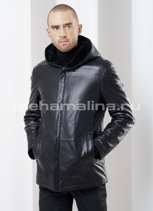 Мужская дубленка модель № DM-107 меха малина