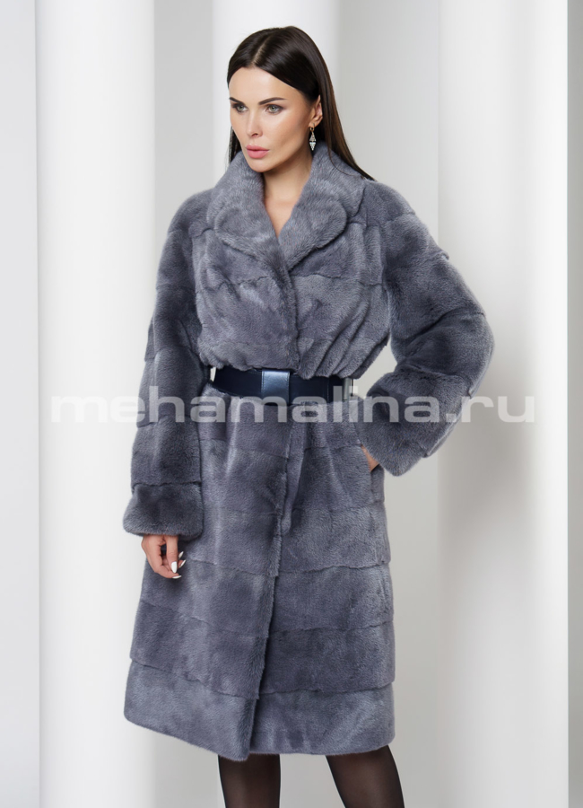 Норковая шуба модель № S-715 меха малина