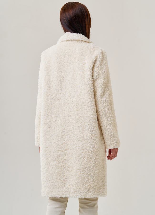 фото Двубортное женское пальто из искусственного меха модель № 23239