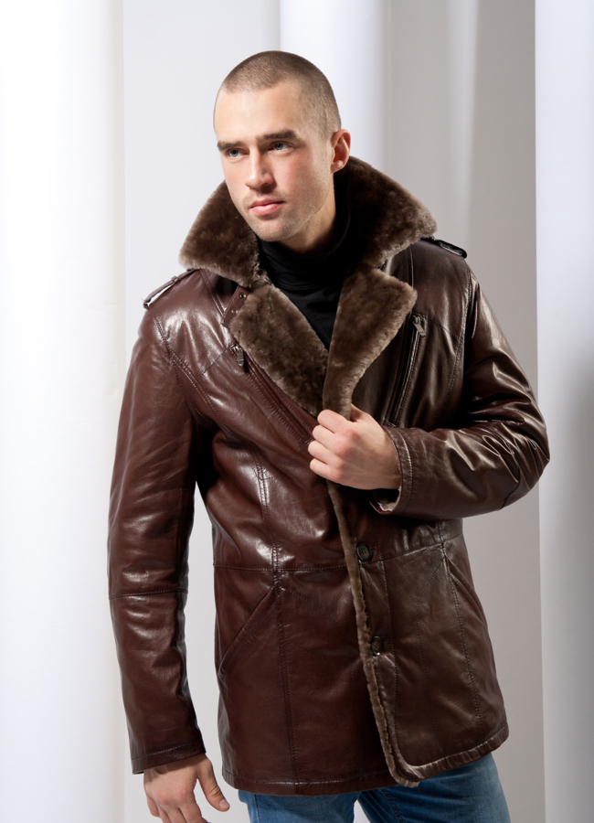 Дубленка модель № DM-25 меха малина