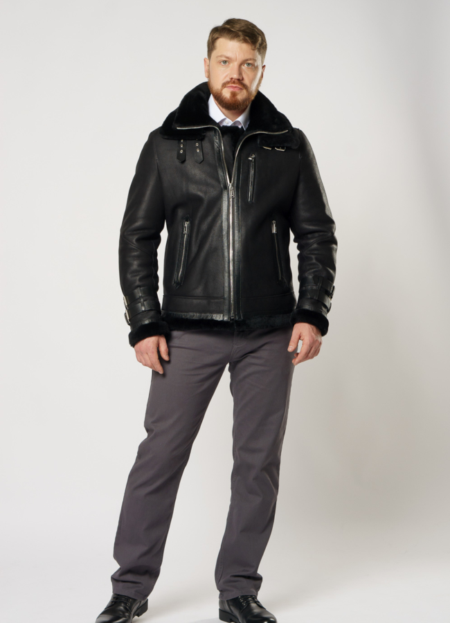 фото Дубленка мужская на молнии  модель № DM-126