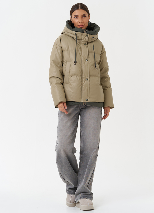 Куртка из эко кожи с капюшоном модель № 27867 в кредит