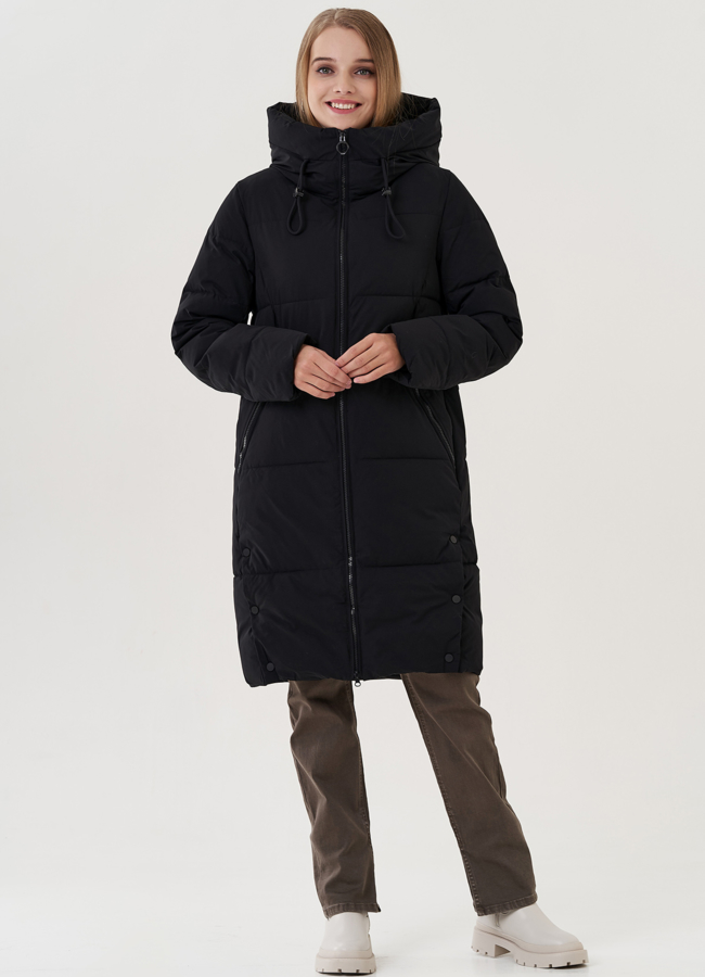 Женский пуховик с капюшоном  модель № 25719 меха малина