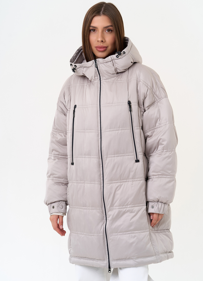 фото Женский светлый пуховик с капюшоном модель № 31585 фото Женский светлый пуховик с капюшоном модель № 31585