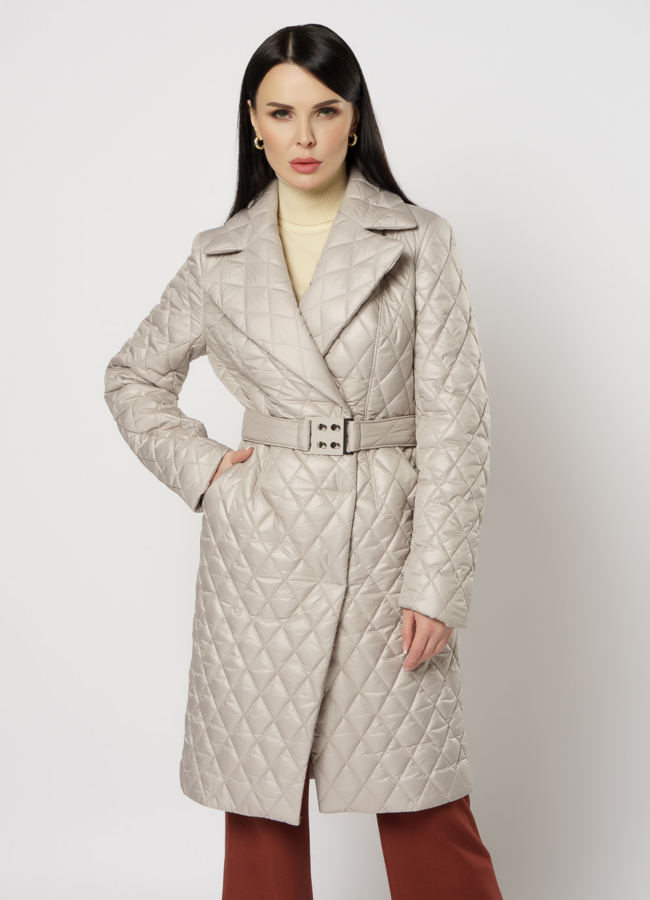 Утепленное женское пальто на поясе модель № 20740 в кредит