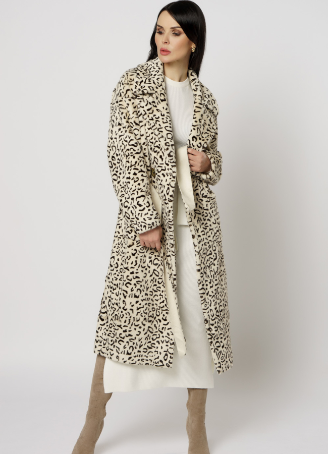Женское пальто с леопардовым принтом модель № 18295 универмаг малина