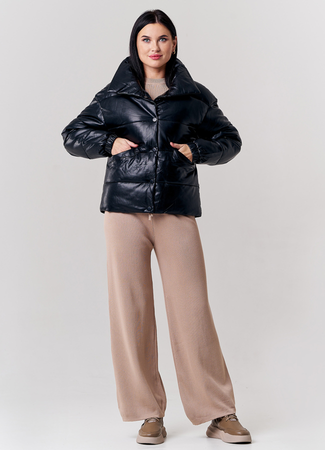 фото Куртка из эко кожи в черном цвете модель № 21826