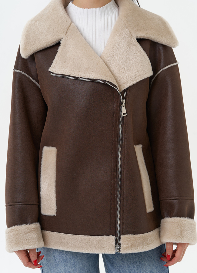 Женская дубленка из эко замши  модель № 29985 универмаг малина