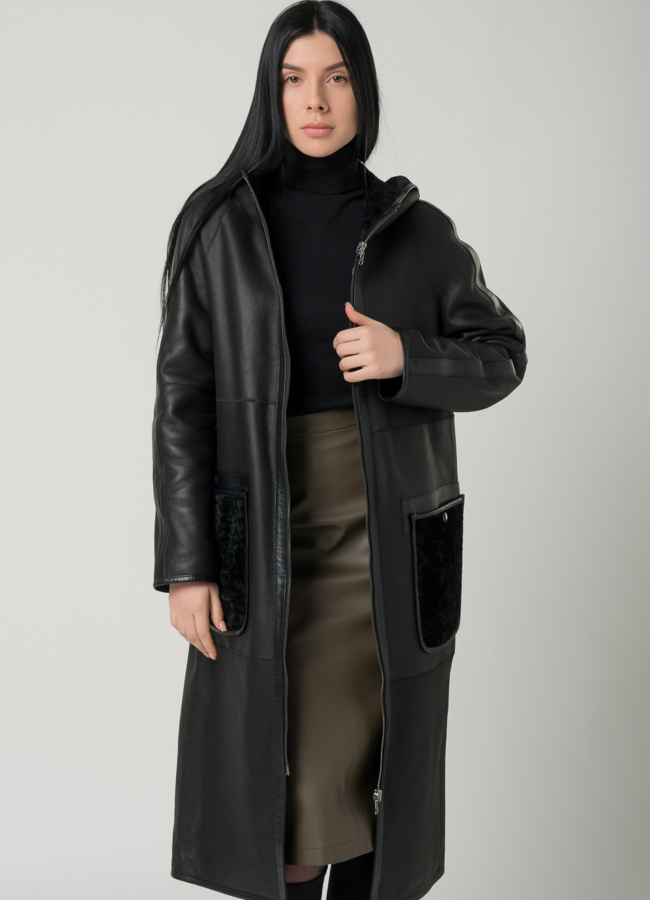 Двустороння женская дубленка из астрагана  модель № 22236 универмаг малина