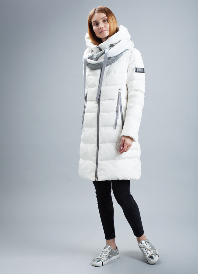 Пуховик женский модель № П-321 меха малина