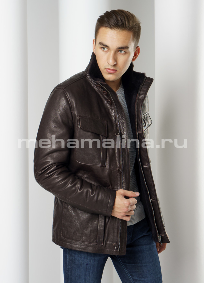 Натуральная дубленка модель № DM-118 универмаг малина