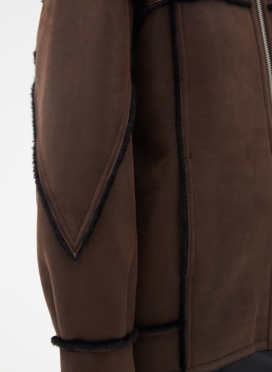 Женская дубленка из эко кожи с капюшоном