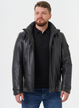 Куртка из натуральной кожи с капюшоном