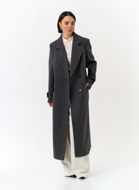 Женское длинное пальто с поясом