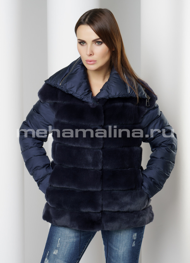 Пуховик модель № П-314 меха малина