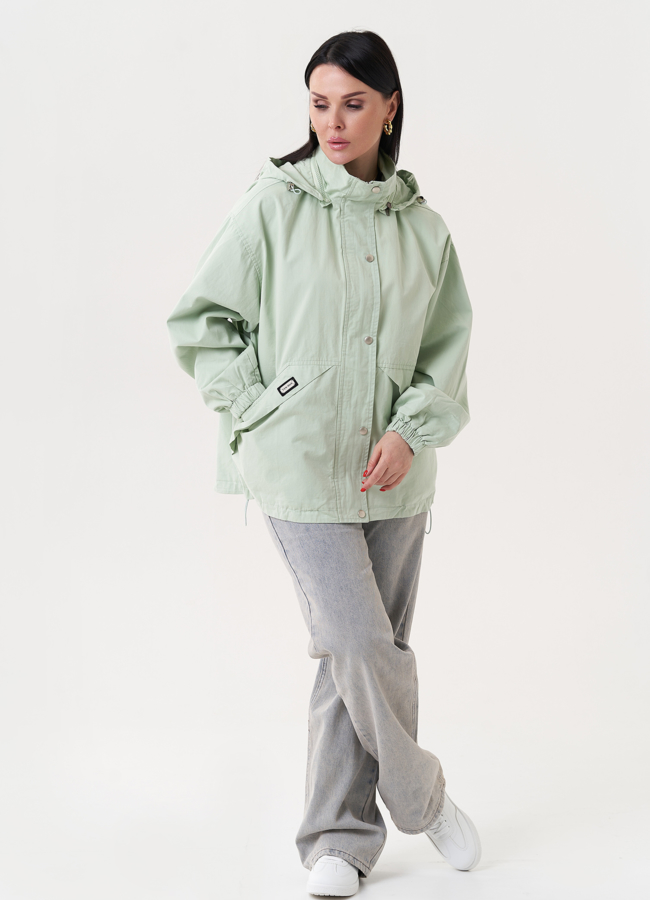 Женская ветровка с капюшоном модель № 27256 меха малина