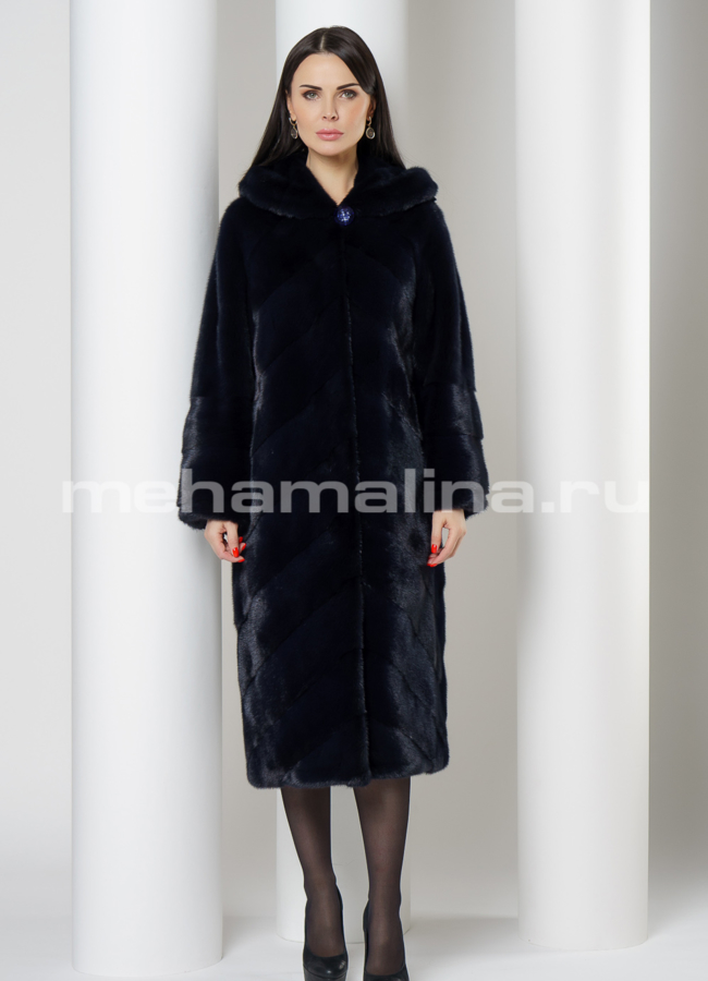 Шуба из норки модель № RПФ-2 меха малина
