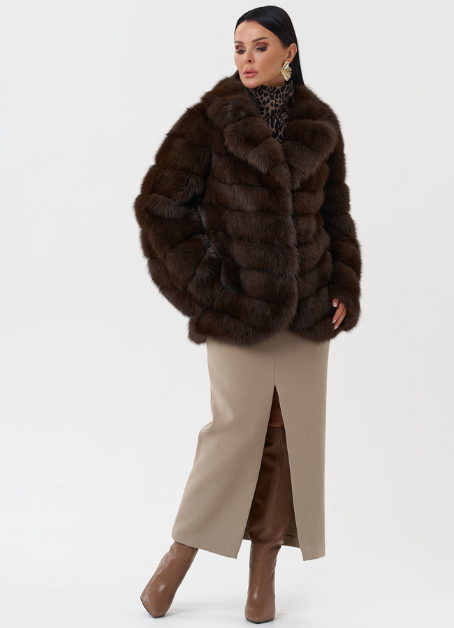 Женская шуба из куницы модель № 28434 универмаг малина