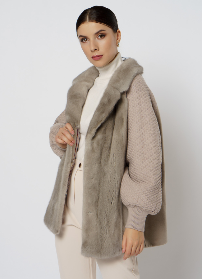 Кардиган с мехом модель № 2021-1 универмаг малина