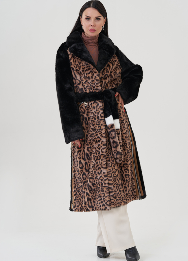 фото Шуба с принтом из эко меха модель № 24917