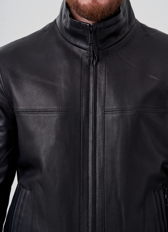 Мужская кожаная куртка  модель № 24438 универмаг малина